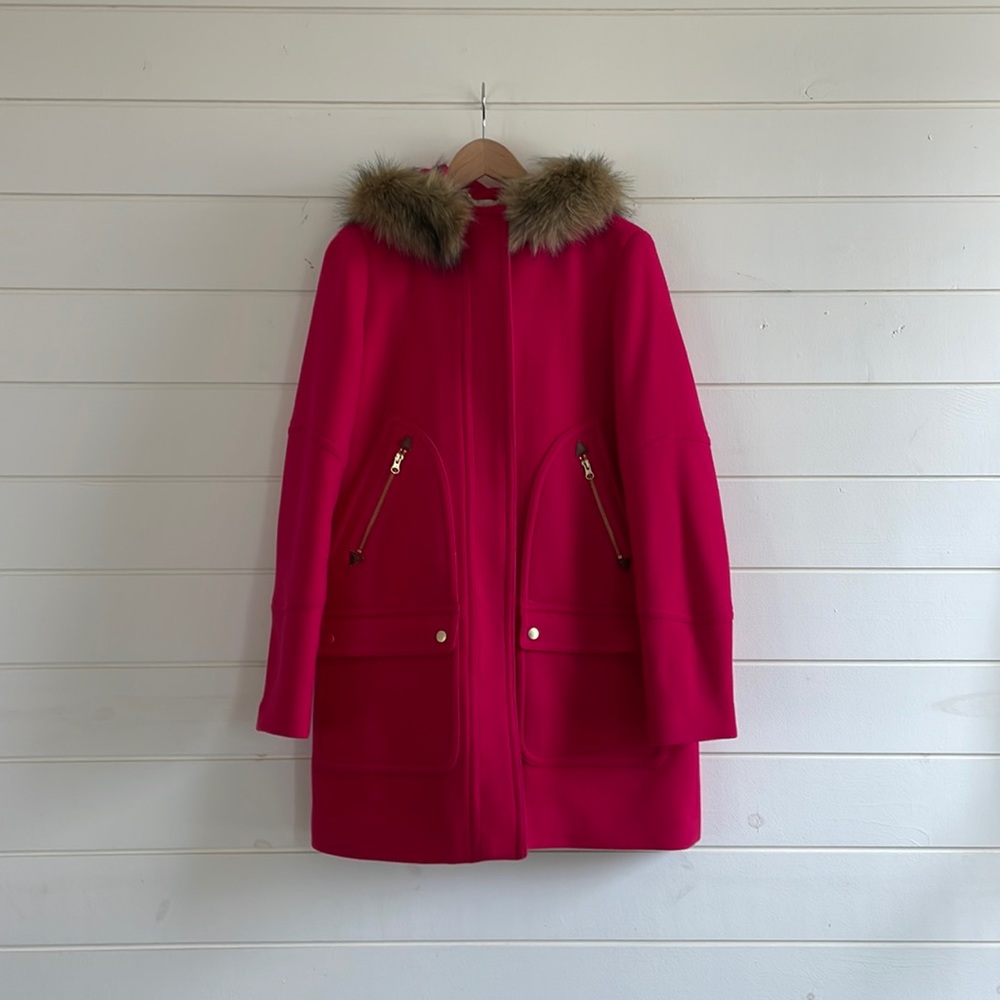J.Crew BRIGHT pink Chateau Parka size 8T